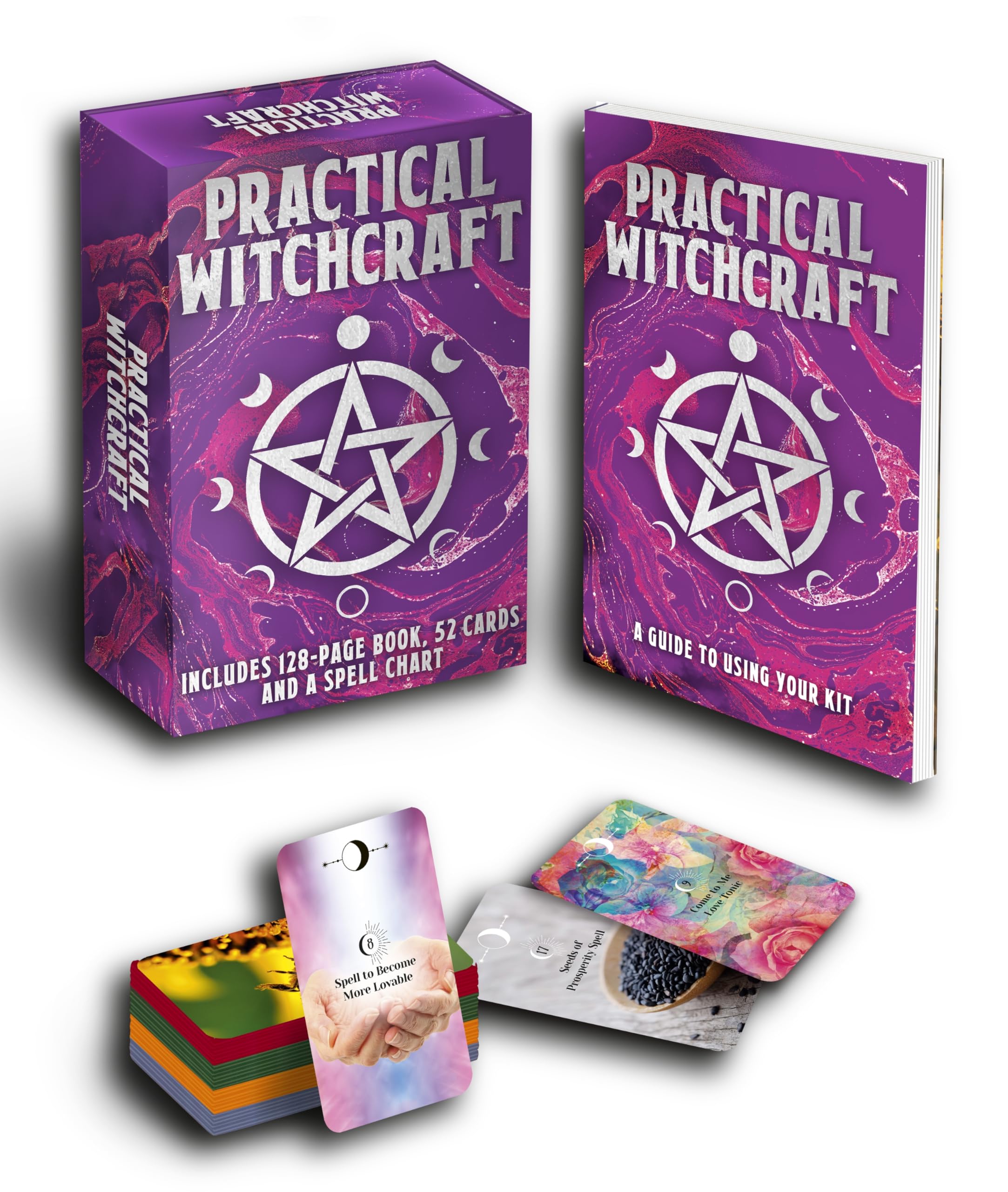新品未使用　SPELL CARDS スペルカードティターニア・ハーディによる本 Practical Witchcraft Book & Card Deck: Includes 128-page book, 52