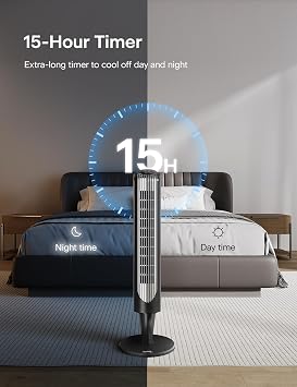 Pelonis 36-Inch Tower Fan for Bedroom Oscillating Tower Fan with Remote Control Indoor Quiet Fan with 3 Speeds, 4 Modes and 15-Hour Timer ETL Certified