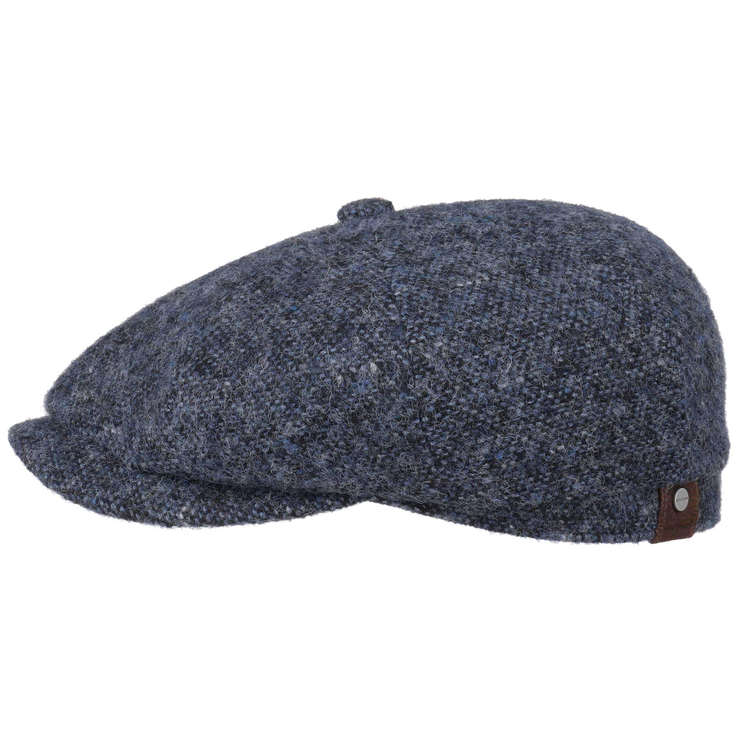 Stetson Hatteras Donegal Peaked Cap for Ladies/Men - Made in the EU - Made from 100% Virgin Wool - 100% Cotton Lining - Color Variety - Flat Cap for Autumn/Winter Navy
