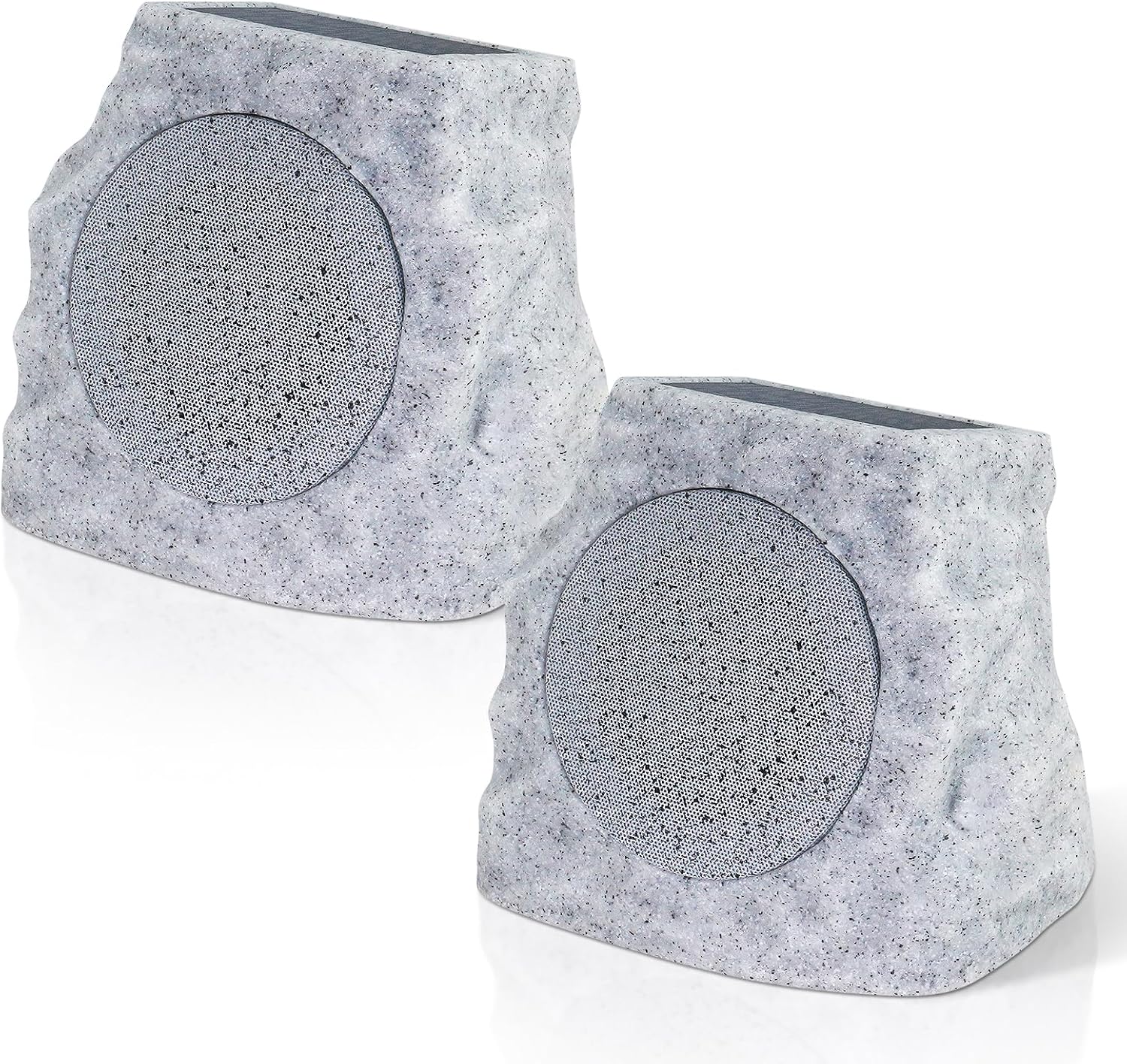 uuffoo 2-Pack Solar Powered Rock Speakers Outdoor Water-Resistant IP44 Rock Speaker with Lights RGB Colors and USB Charging for Patio Pool Party Yard Garden Outside