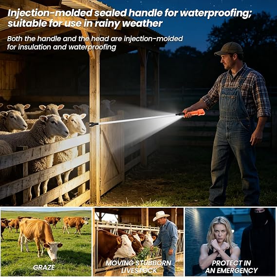 Rechargeable Cattle Prod 42.5 Inch with LED Light for Livestock