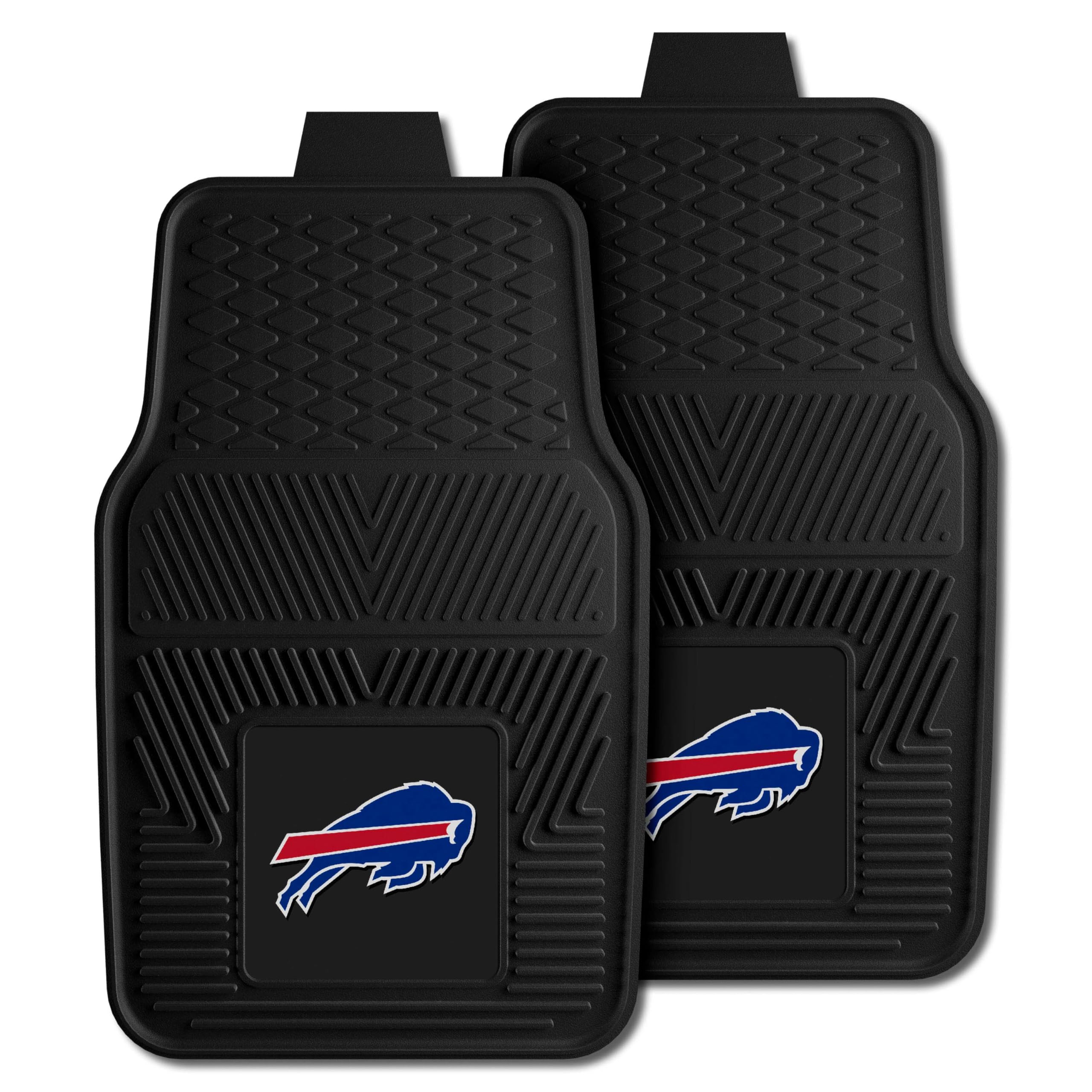 FANMATS 8887 Buffalo Bills 2-Piece Heavy Duty Vinyl Car Mat Set, Front Row Floor Mats, All Weather Protection, Universal Fit, Deep Resevoir Design