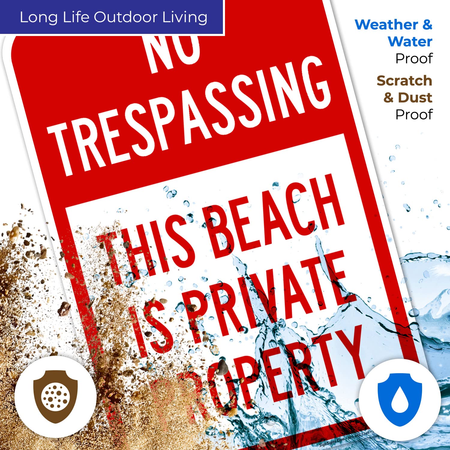 This Beach is Private Property Sign, 12x18 Inches, Rust Free .063 Aluminum, Fade Resistant, Made in USA