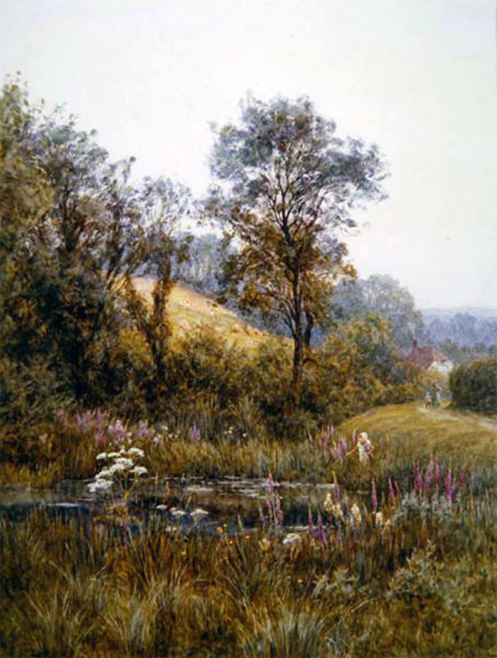 Artxlxxbn No Frame Famous Painting Art Wall Decor Abstract Art Picture Picking Flowers By Helen Allingham Animal Pictures For Home Decor 60X90cm