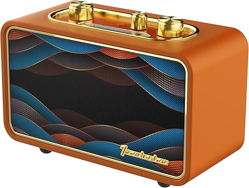 Trenbader Artlink - Altavoz inalámbrico puro AMFM Retro Bluetooth con radio, altavoz portátil para iPhone, oficina en casa, pequeña radio vintage