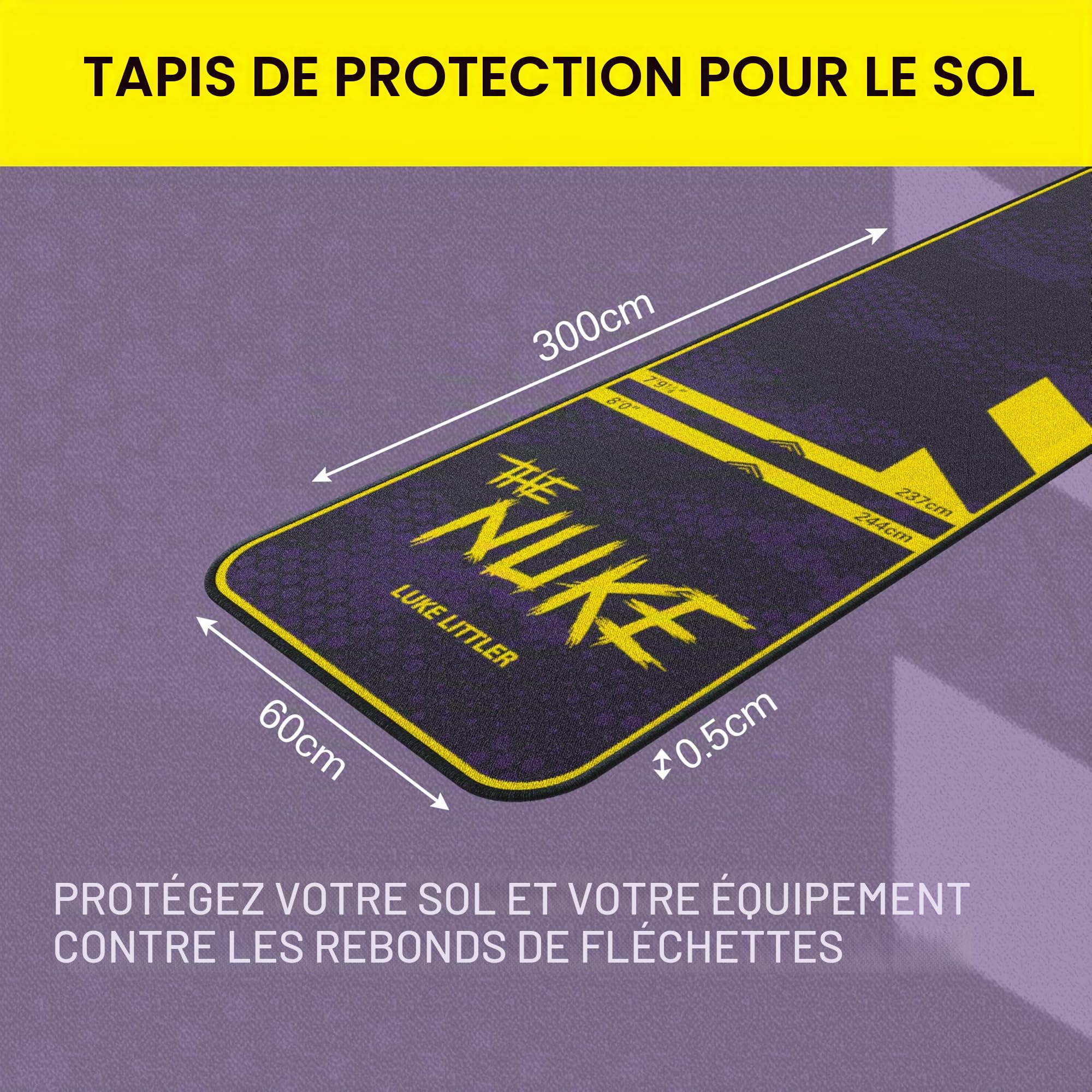 Target Darts Luke Littler Tapis de fléchettes The Nuke Darts | Tapis de fléchettes avec Pointe Souple et Pointe en Acier Distance de Ligne de Projection | Tapis antidérapant pour la Protection du Sol