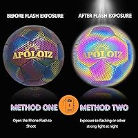 Vista 2 de Holographic Reflective Soccer Ball Glow in The Dark,Light up Soccer Ball for Night Training (with Pump)