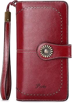 Custom Wristlet Wallet,Personalized Engraved Name Wallets with RFID Blocking Large Capacity Wristlet Clutch Purse Credit Card Holder for Women Burgundy 02