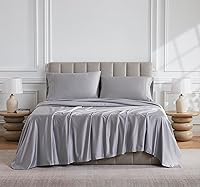 Vista 16 de Linen Closet Juego de sábanas de algodón egipcio de 1000 hilos, 4 piezas, tamaño matrimonial, blanco ártico