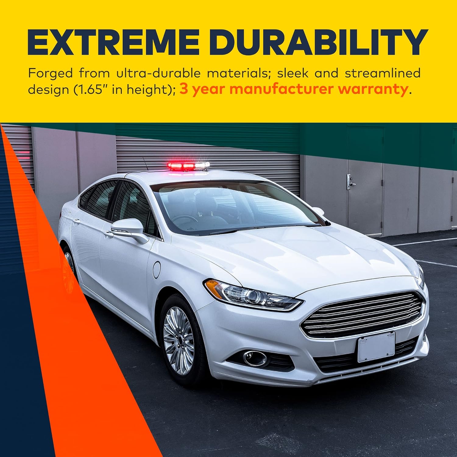 LAMPHUS NanoFlare NFMB56 17" 12V 56W AMBER LED Strobe Mini Light Bar [SAE Class 1] [Magnet/Permanent Mount] Yellow Roof top Rotating Flashing Emergency Warning Beacon Lightbar for Work Truck Vehicles