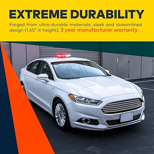 Miniatura 5 de LAMPHUS NanoFlare NFMB56 - Mini barra de luz LED estroboscópica blanca de 17", 12V, 56W ImánMontaje Permanente Baliza de advertencia de emergencia