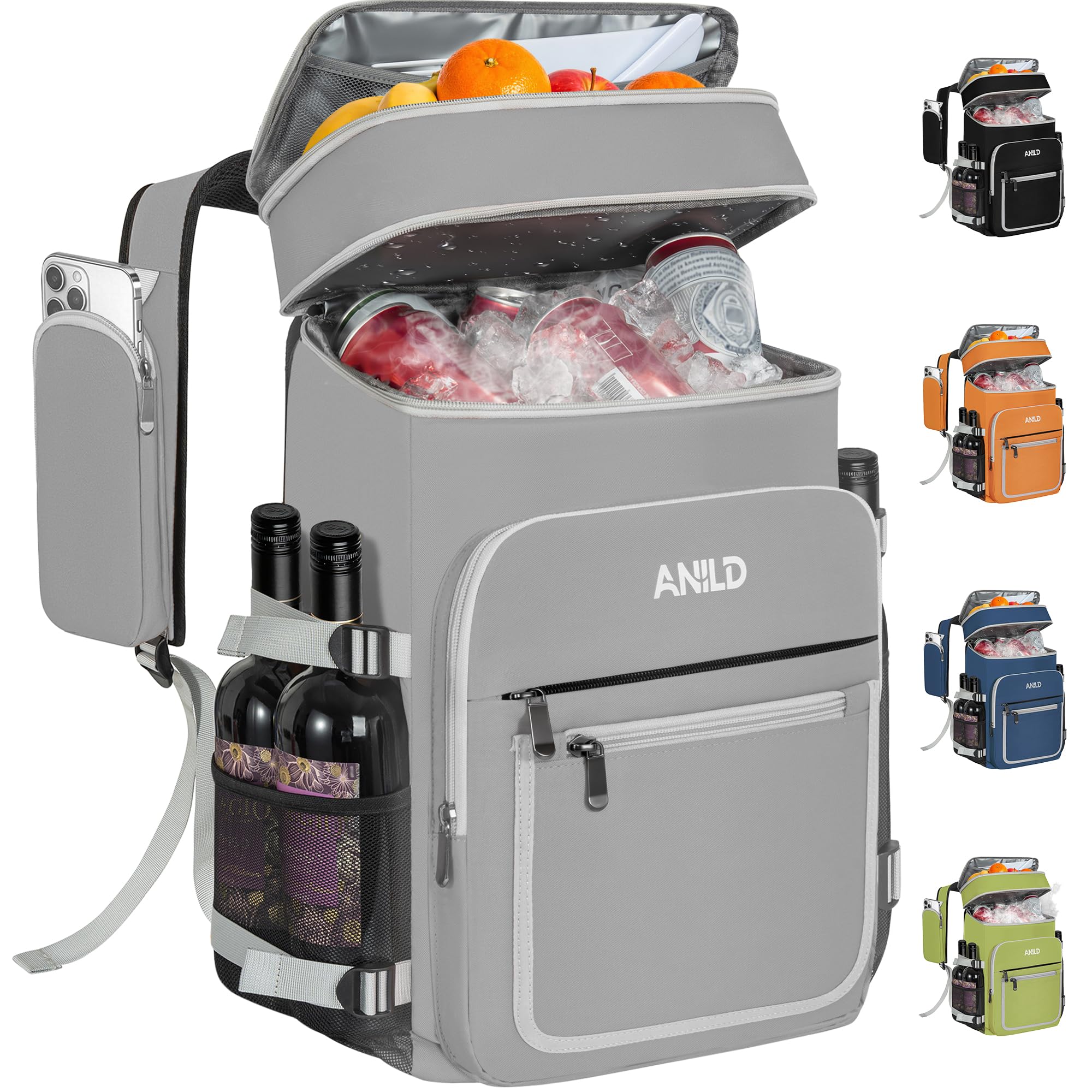 Sac à dos isotherme 40 boîtes de 30 l, grand sac à dos thermique, anti-fuite, imperméable, sac à dos de pique-nique, sac à déjeuner pour camping, pique-nique, barbecue et randonnée