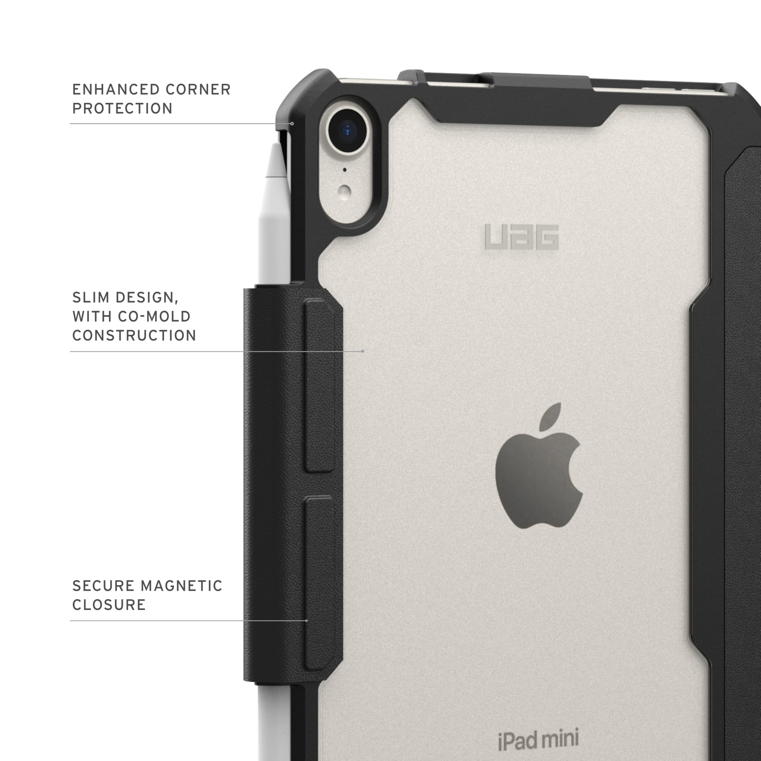 URBAN ARMOR GEAR UAG - Custodia protettiva progettata per iPad mini A17 Pro (7a generazione, 2024) A2993 A2995 A2996 8,3" Essential Armor, supporto regolabile multi-angolo con supporto protettivo w