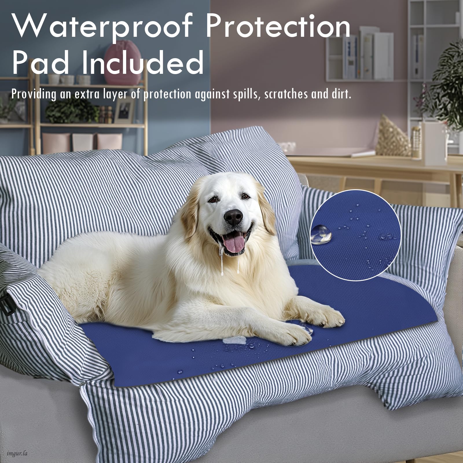 Siège auto pour chiens de grande taille jusqu'à 36 kg, lavable, pour banquette arrière de voiture, portable, avec 2 laisses de sécurité et support antidérapant