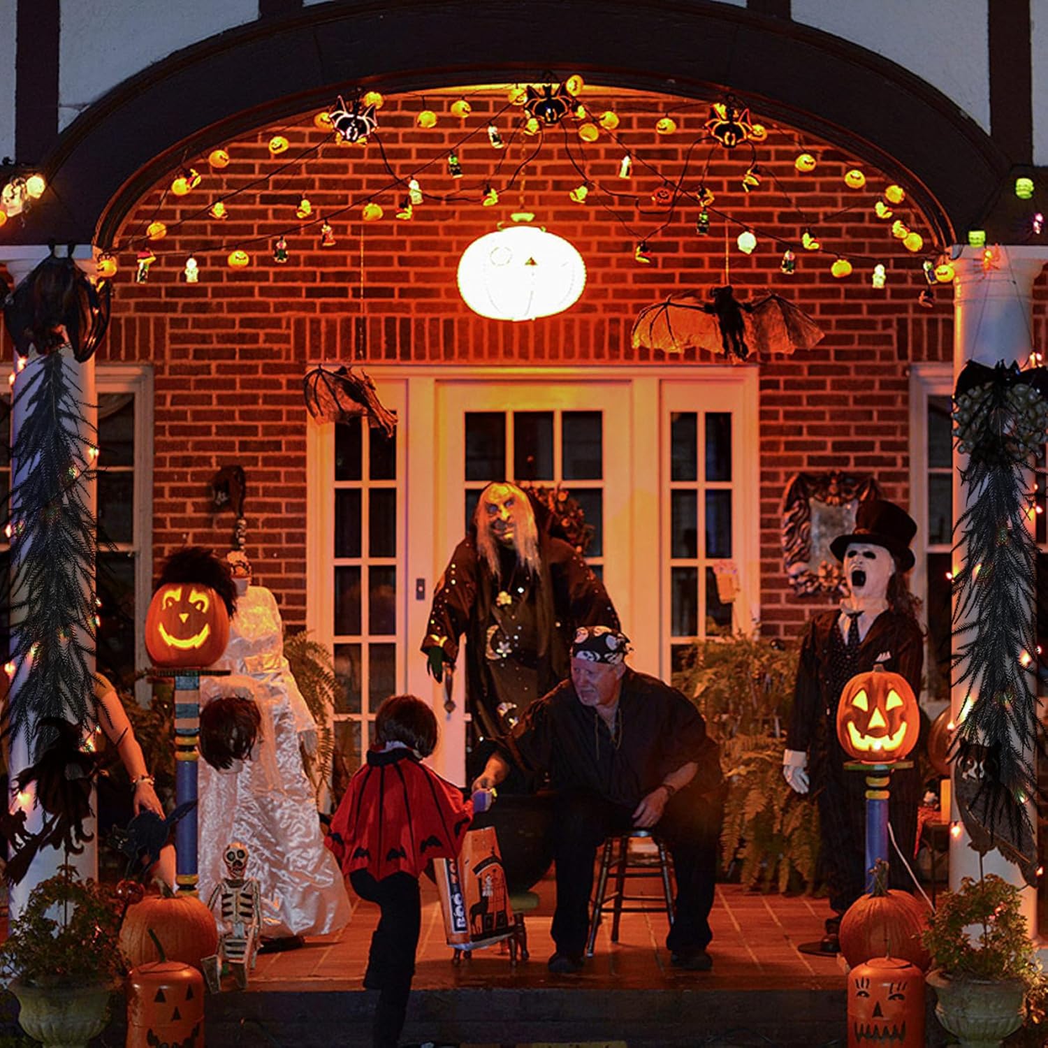 Halloween Decorations Norfolk Pine Garland 9ft Artificial Halloween Garland Realistic Christmas PE Decorative for Front Door Wall Mantel