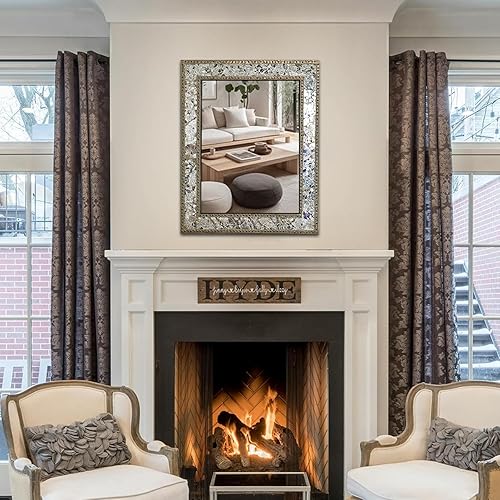 Miniatura 5 de Espejo de pared de mosaico de vidrio agrietado, espejo de mosaico decorativo de 30 pulgadas, espejo de baño hecho a mano, espejo de acento de