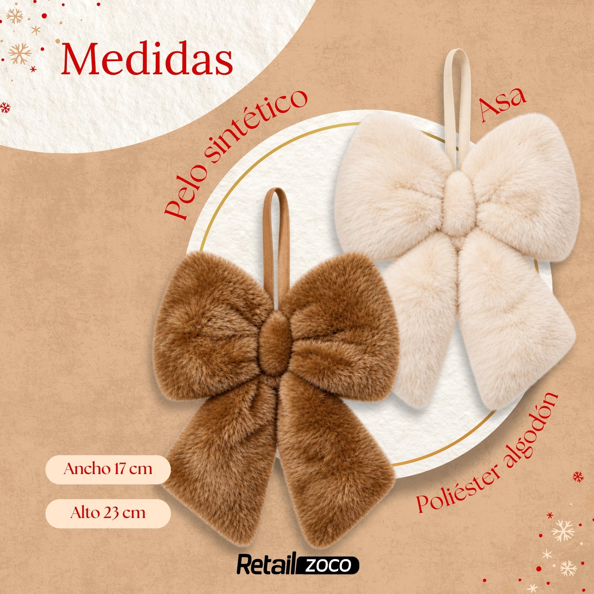 Lazos para arbol de navidad, Decoración Navideña, 2 Unidades - imagen 4