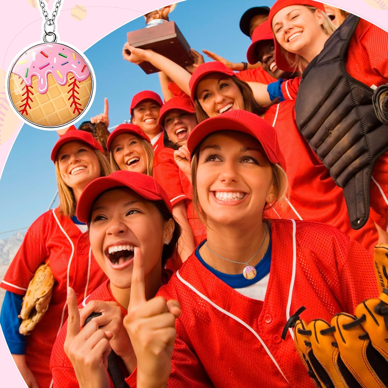 Baseball Pendant Necklace, Adjustable Baseball Game Day Drip Necklace for Men Women Fan Lovers Coach Team - Image 5