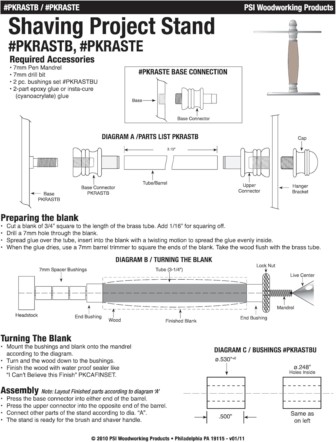 Penn State Industries PKRASETCH Razor and Stand Combo Kit Package Woodturning Project