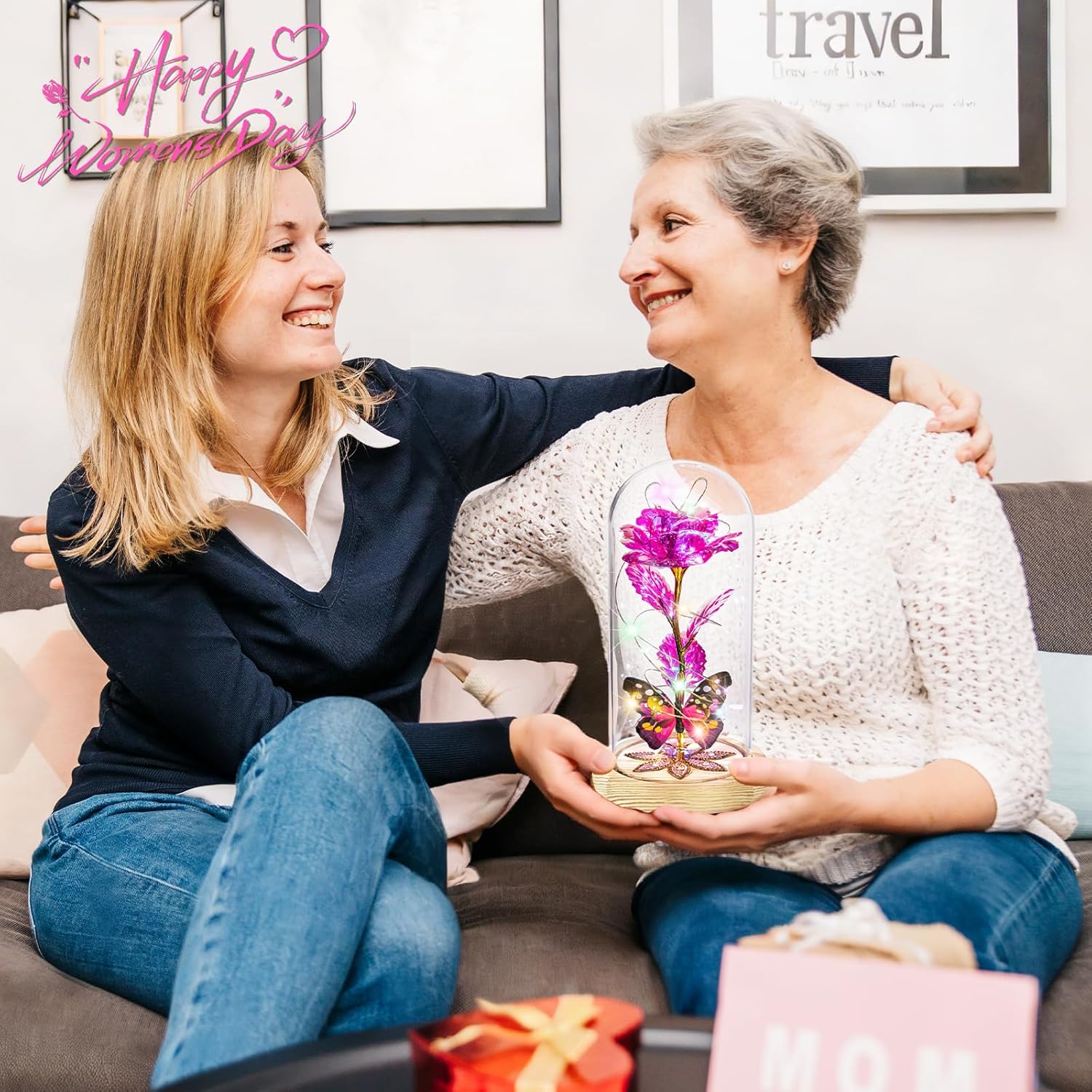 Beferr Gifts for Women Mom Birthday Gifts, Galaxy Glass Rose Forever Preserved Flowers for Delivery Prime Light Up Rose in Glass Dome Valentines Rose Gifts for Her Wife Daughter Girlfriend - Image 7