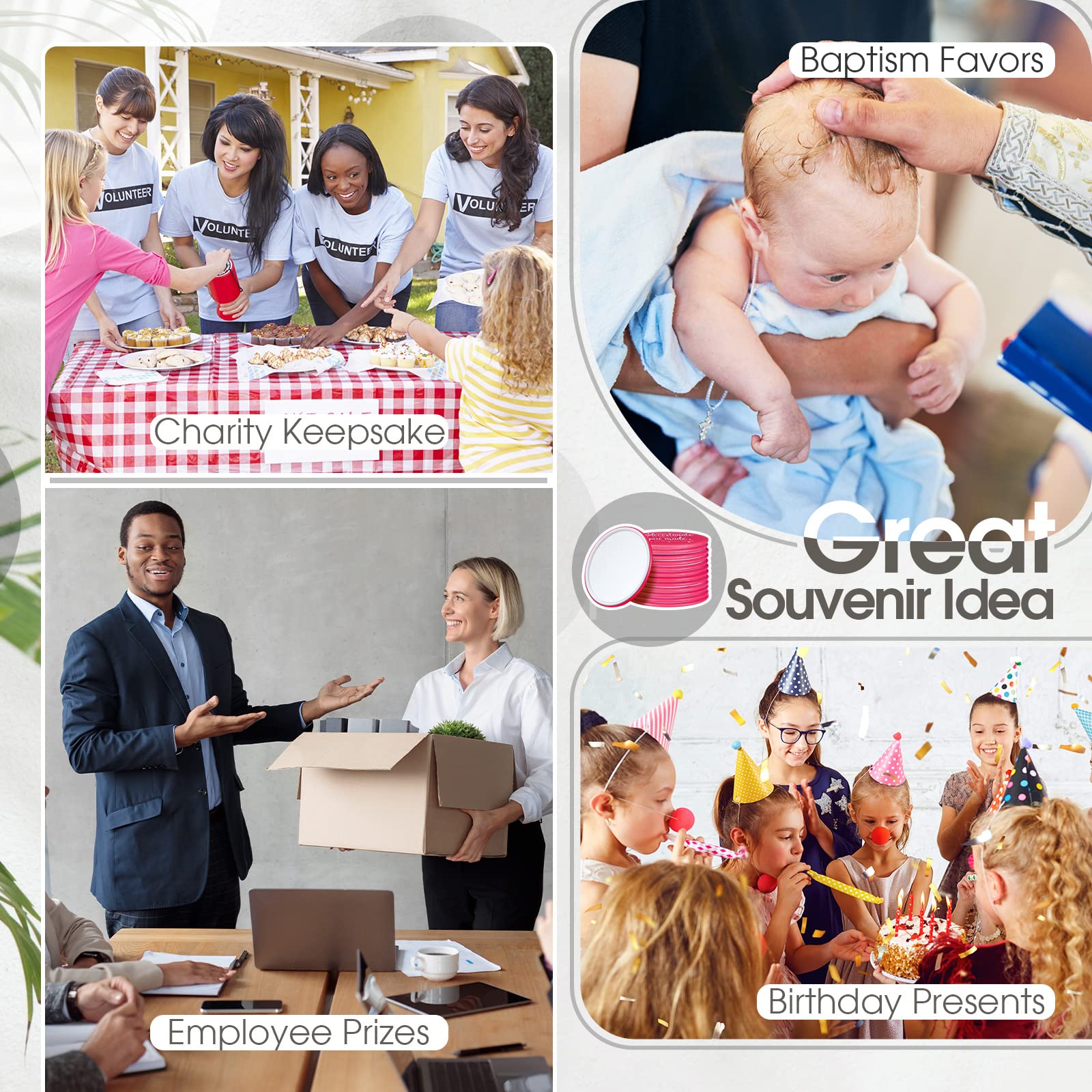 Hoolerry 48 espejos compactos inspiradores a granel, espejo de bolsillo portátil redondo para bolso, regalo de agradecimiento para hombres, mujeres, niños, compañeros de trabajo, amigos, 2.8 pulgadas