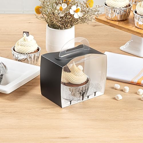 Miniatura 8 de Restaurantware Sweet Vision - Cajas individuales para cupcakes de 5 x 3.25 pulgadas, 100 cajas de exhibición desechables para cupcakes, con asa para