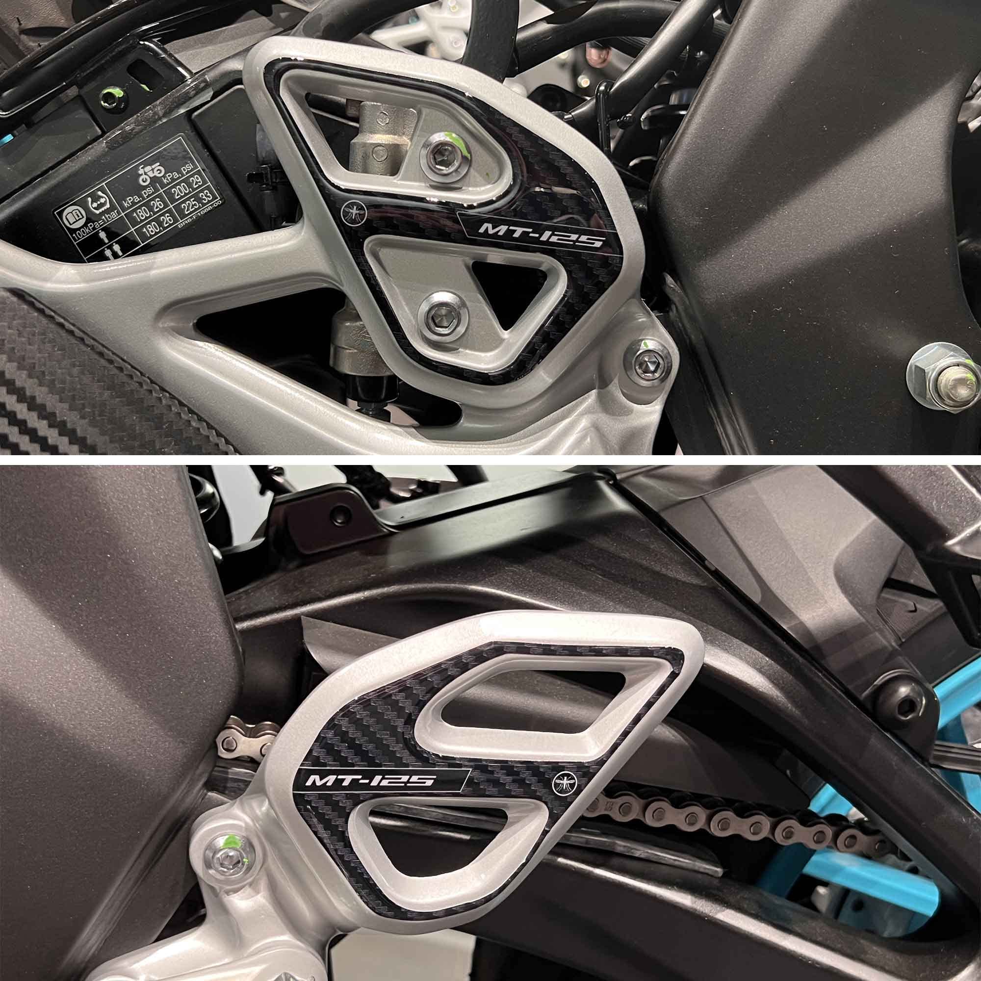 labelbike - 3D Resin Stickers Decorations and Protections Kick Plate and Footrest Motorcycle Compatible with Yamaha Mt-125 2020-2025