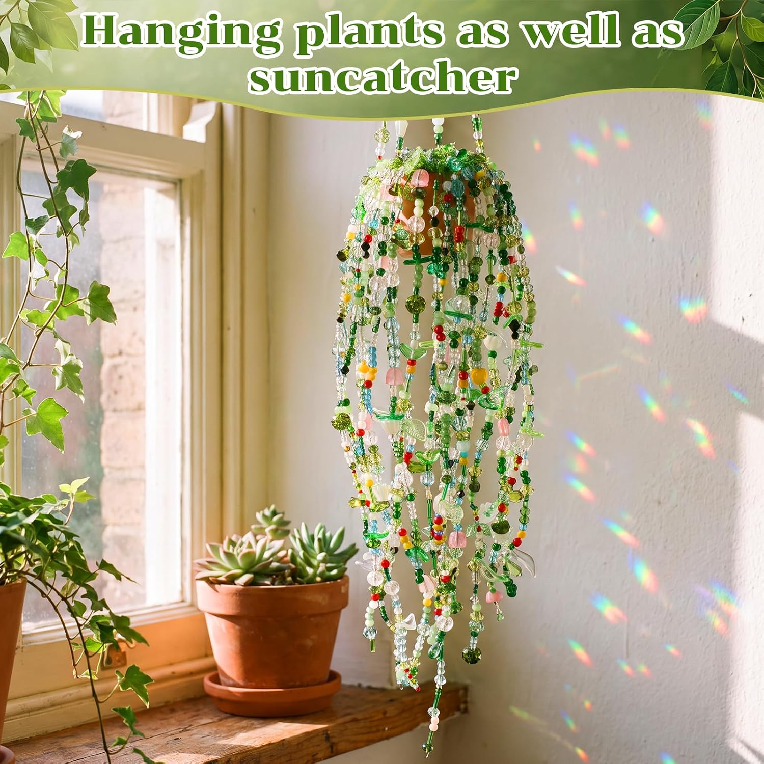 Whimsibelle 5502 Pcs Green Glass Beaded Plant Kit, Forever Plant Beads Kit