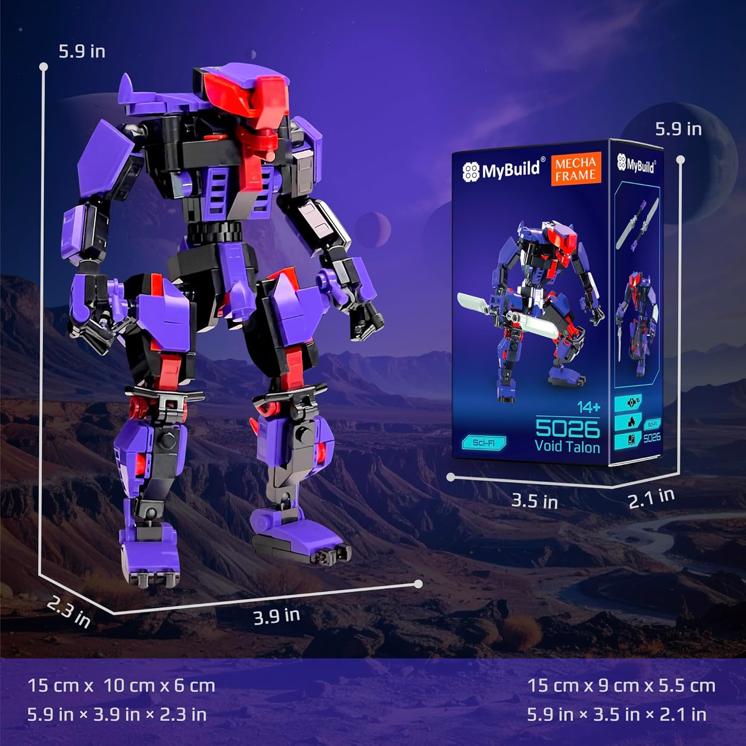 MyBuild Mecha Frame Void Talon 5026 – Poseable Alien Villain Mech Building Set, Dual Blade Combat Robot Toy, Sci-Fi Model Kit for Teens 14+