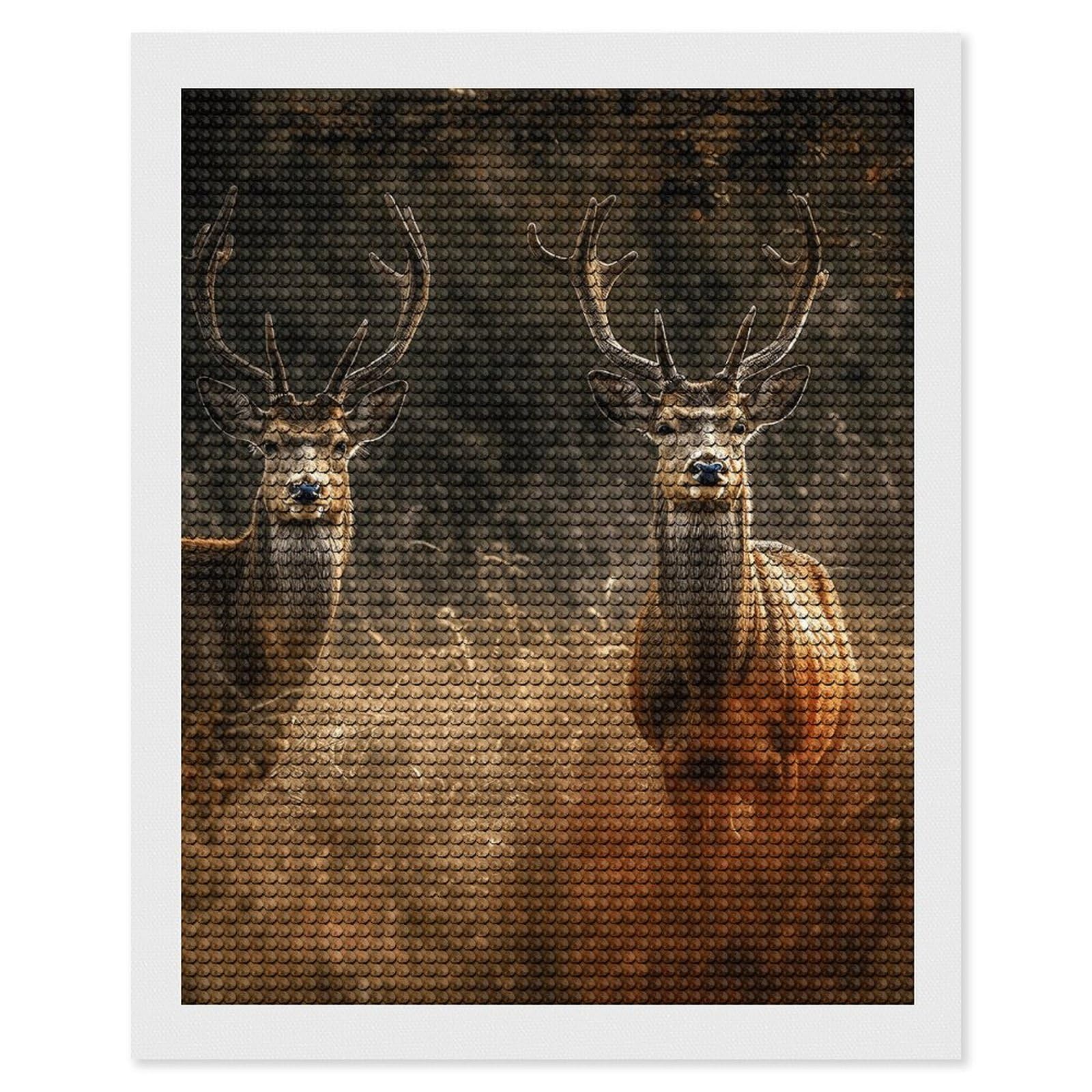 NONHAI Diamond Painting Kits for Adults - DIY Diamond Art Kits for Beginners - Full 5D Paint Drill Diamond Dots Paintings- Deer in Meadow Diamonds Pictures Gem Art and Craft Wall Decor 16"x20"
