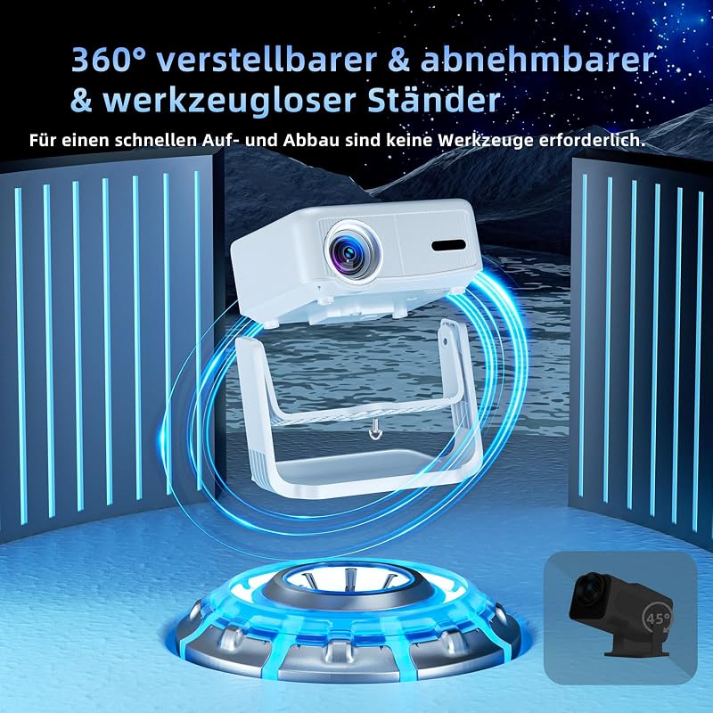 Lisowod 4K Full HD 1080P WiFi 6 Bluetooth Mini Projektor 300 Hüvelyk Otthoni Mozi