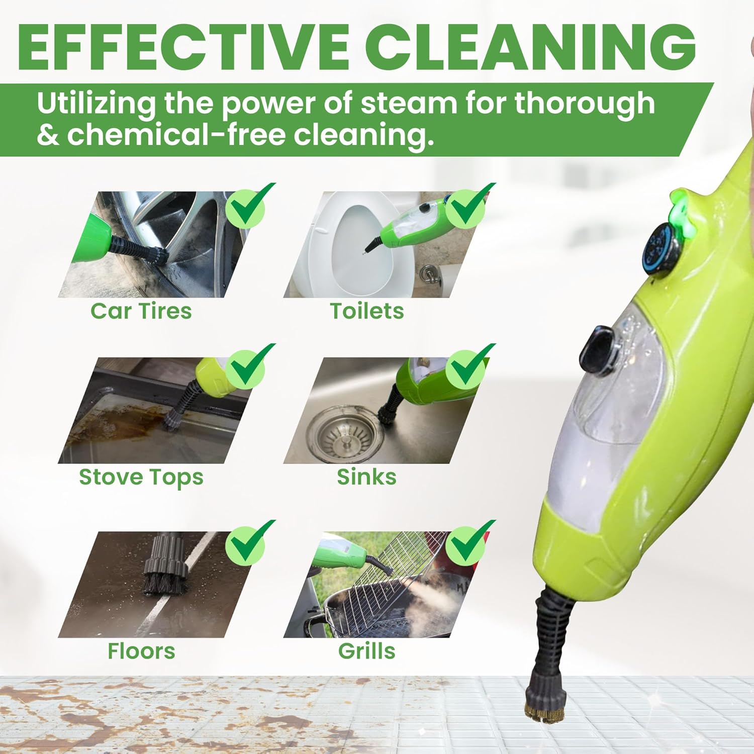 H2O 6-Pack Replacement Micro-Scrubbing Brushes – Compatible with Select Steam Mop Models