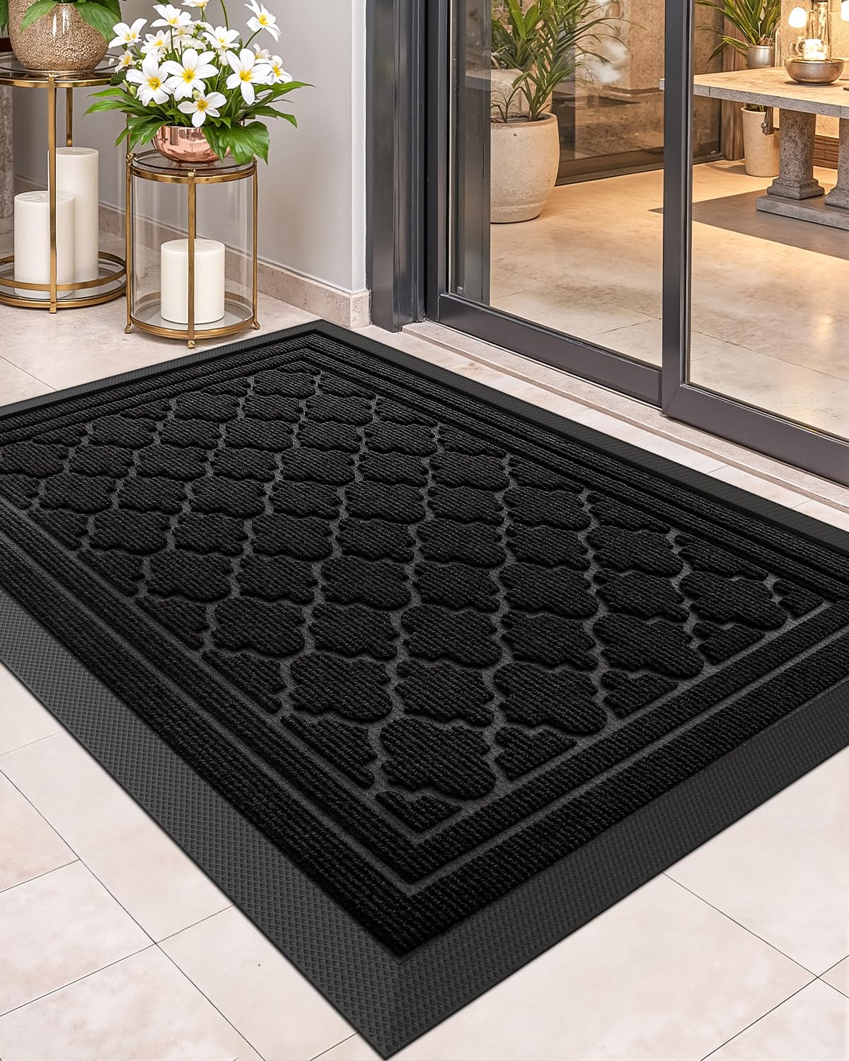COLOR&GEOMETRY Zerbino Ingresso Impermeabile Antiscivolo, 60x90cm, Nero | Antiscivolo, Resistente, lavabile, zerbino ingresso per interno ed esterno
