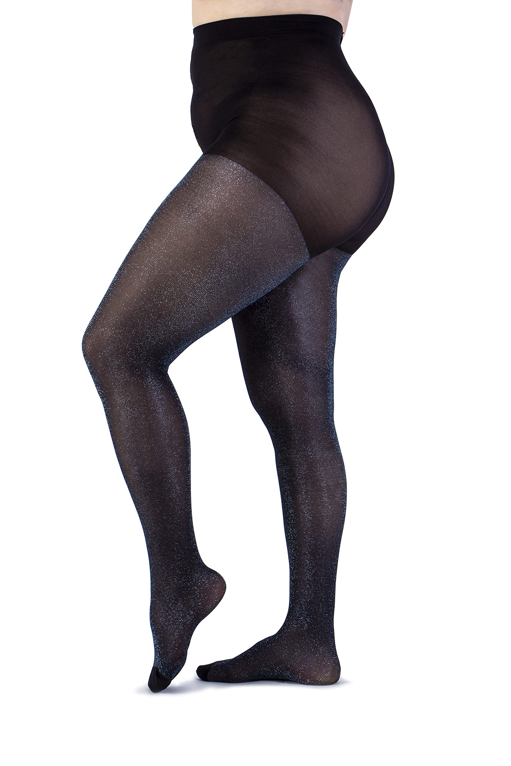 Collant curvy extensible noir pailleté galbant à taille haute - 8
