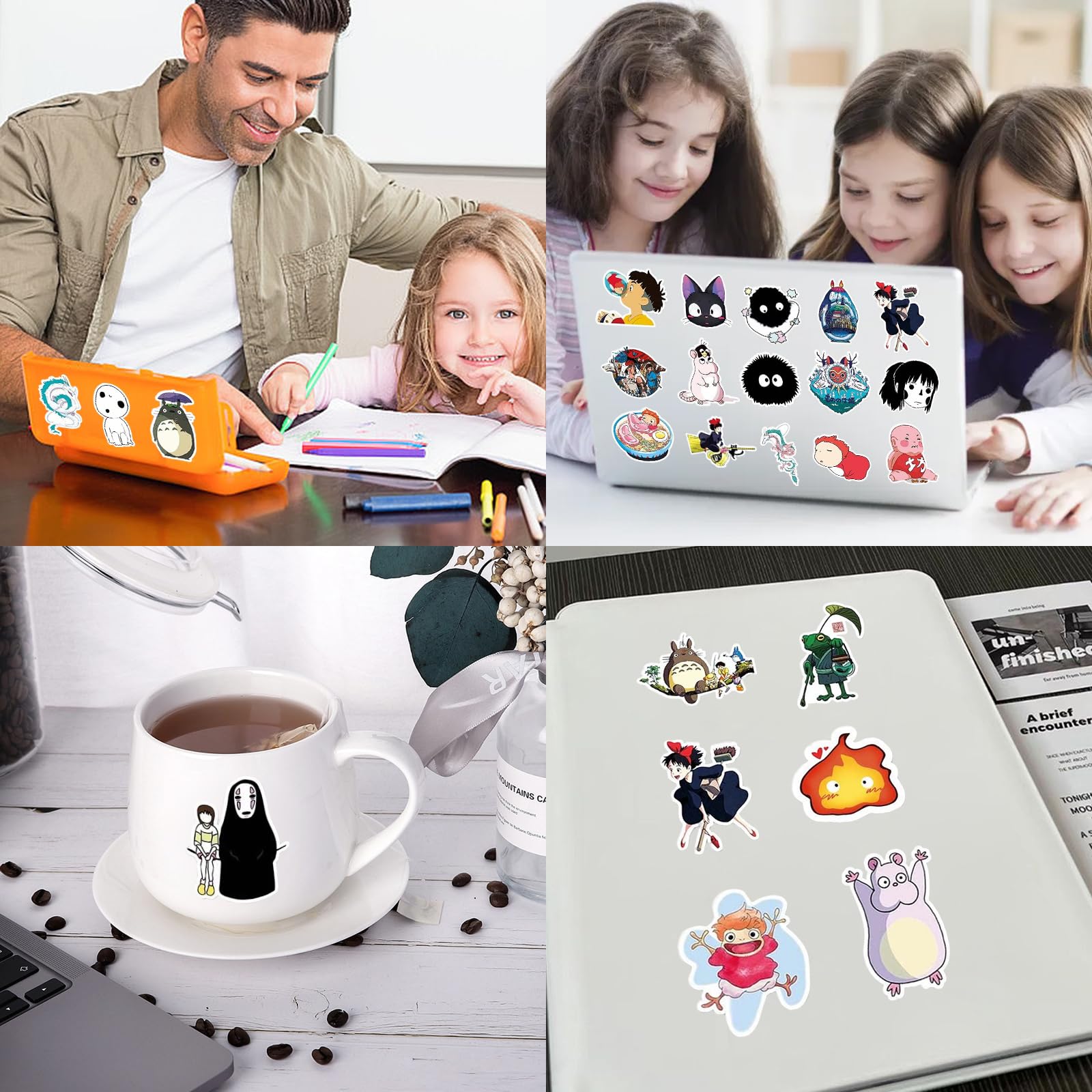 YOGARTH 50 Pièces Autocollants Kawaii Anime Stickers en Vinyle pour Guitares Ordinateur Portable