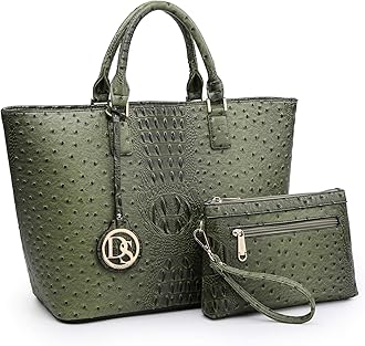 Dasein Women Satchel Purse Handbag Shoulder Bag Work Tote Bag with Matching Clutch