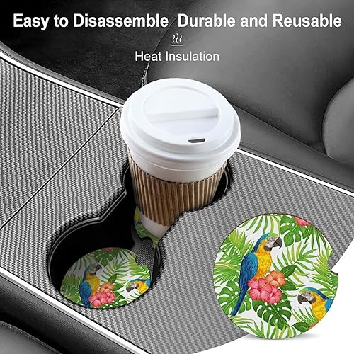 Miniatura 4 de Posavasos para automóvil, 2 unidades, portavasos para automóvil, accesorios para decoración interior del automóvil, pájaros, loros, diseño tropical