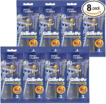 Gillette Custom Plus 3 Smooth Disposable Razors 24 Razors for Men and Men Bulk Purchase