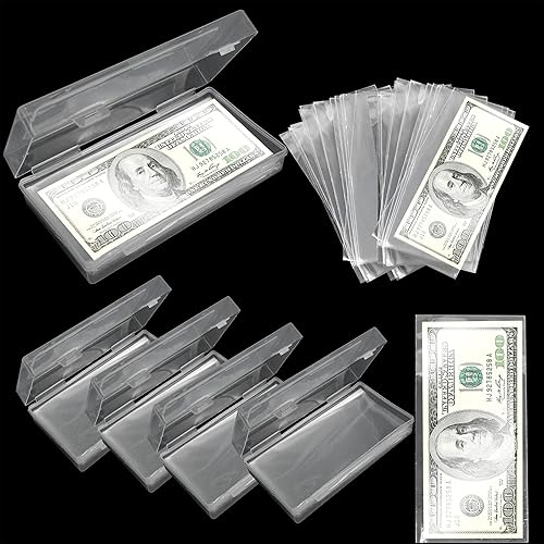 Paquete de 5 fundas de almacenamiento para moneda con 500 piezas de soporte para billetes de dólar, funda de papel de plástico transparente para