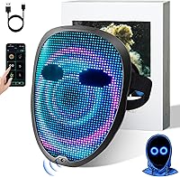 Vista 1 de Ompusos LED Mask with Gesture Sensing, Light-Up Transforming Face Cover for Halloween, Christmas, Cosplay & Birthday Parties
