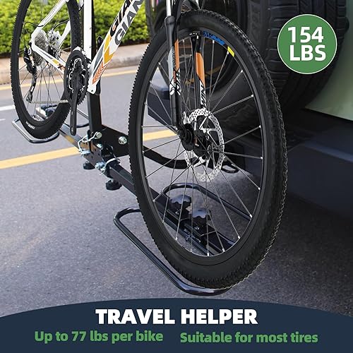 Miniatura 3 de Doppy Soporte de enganche para bicicletas, 2 portabicicletas inclinable inteligente, capacidad de peso pesado de 154 libras para neumáticos