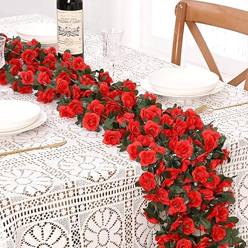 Miniatura 3 de BLEUM CADE 2 guirnaldas de flores artificiales de 16.4 pies para dormitorio, lindas vides colgantes de flores falsas, guirnalda floral para