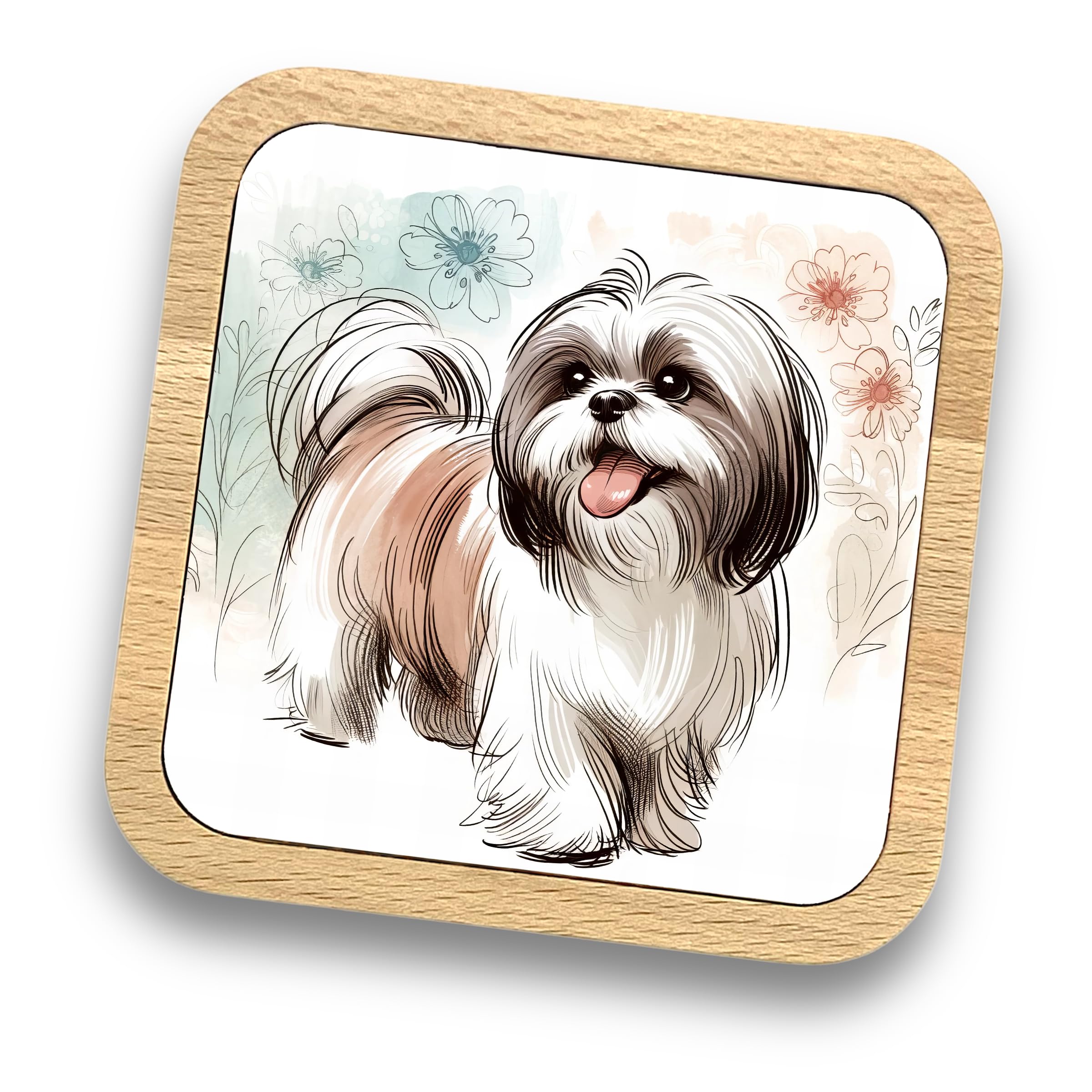Shih Tzu Gift Idea Wooden Coaster - 20+ Breeds Available! Gift for Dog Dad, Dog Mum, Lovers, Owners, Walkers, Groomers Ideal Dog Themed Gift for Women, Men (Shih Tzu)