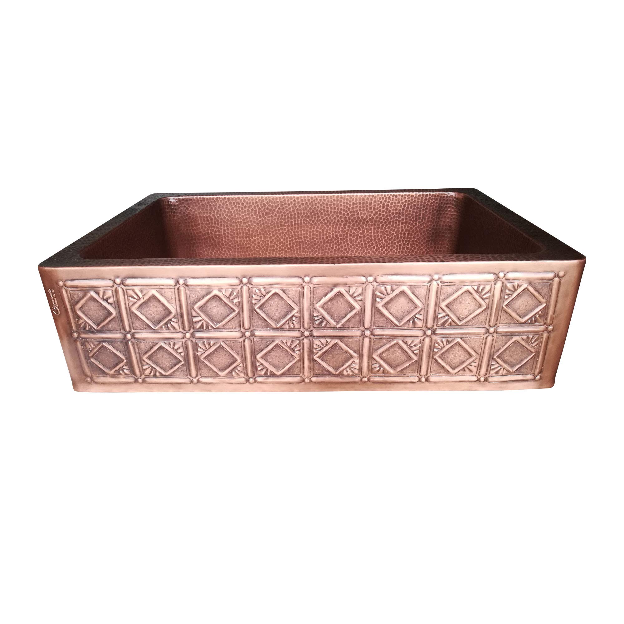 Single Bowl Square Mirror in Box Front Apron Copper Kitchen Sink - Unbeatable Quality Unbeatable Price