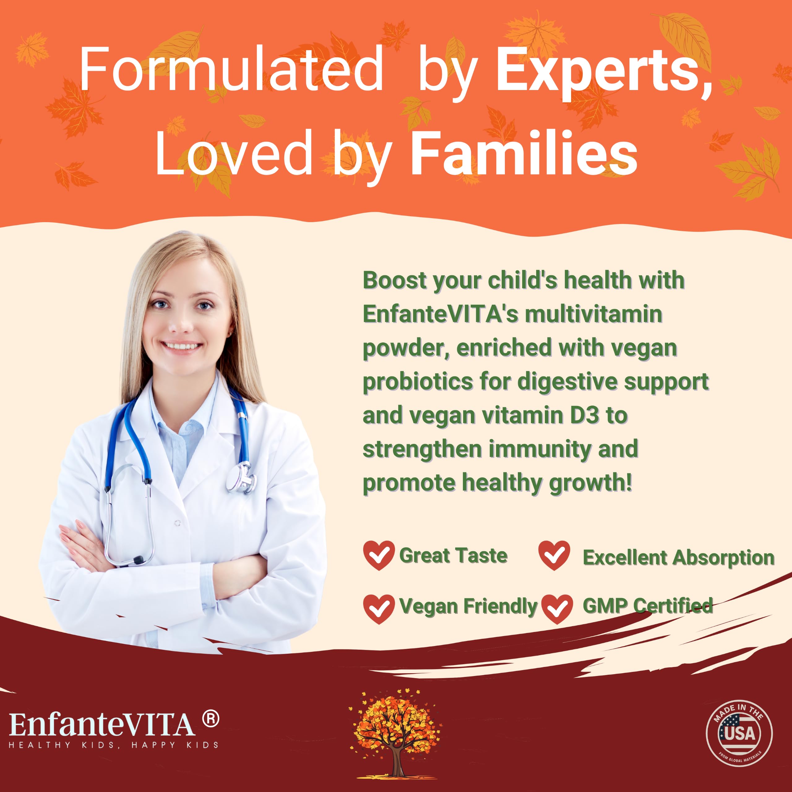 All in One Kids Vitamins, 90 Day Supply, Powder Multivitamin with Probiotics, Immune Support, Gut Health, Vegan D3, Sugar Free, Non GMO, Natural Flavor, Doctor Formulated, Daily Nutrition — Amazon image 9