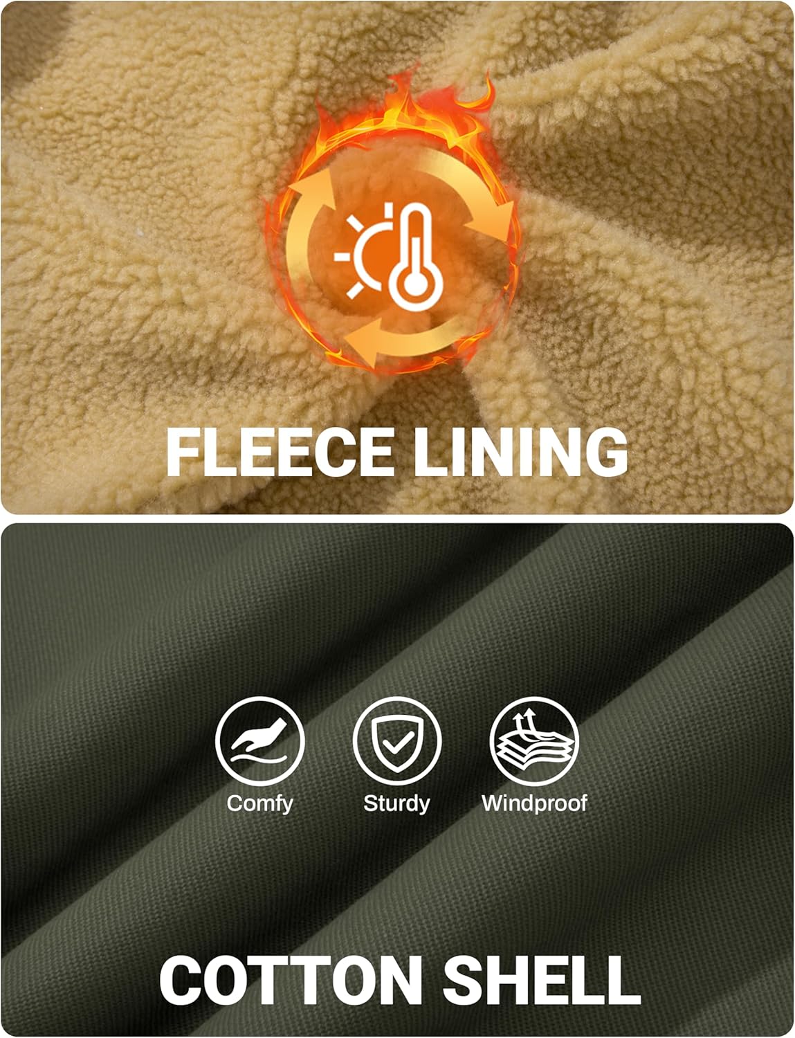 MAGCOMSEN Winter Jackets for Men Thick Thermal Fleece Lined Coats Warm Cotton Sherpa Jacket Work Cargo Multi Pockets - Image 5