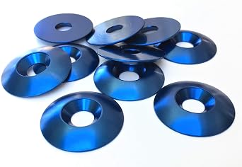 Aluminum Countersunk Washer 10pcs 8mm M8 33mm O.D. Blue