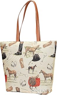 Signare Tapestry Shoulder Bag Tote Bag for Women with Horse Design (SHOU-HOR)