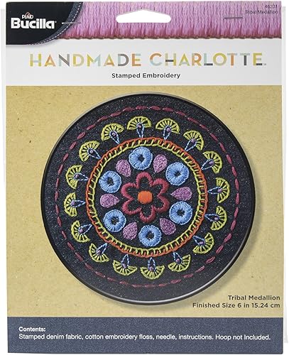 Bucilla Kit de bordado para, 15,2cm), con sello 46231Denim Tribal Medallón