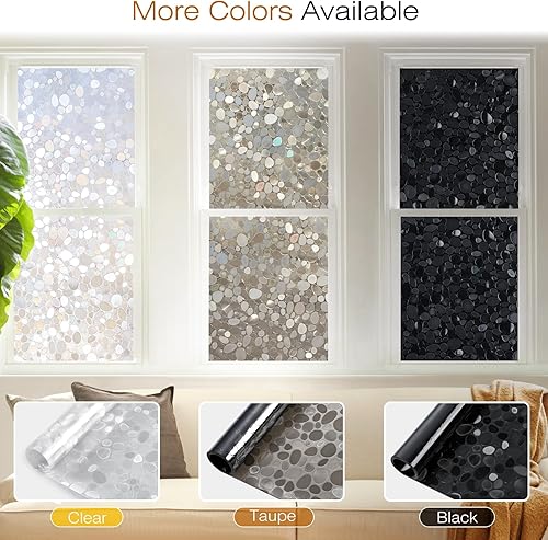 Miniatura 8 de rabbitgoo Película de privacidad para ventana, adhesivos decorativos para ventanas, con bloqueo UV, adherencia estática, no adhesivas, vinilo para